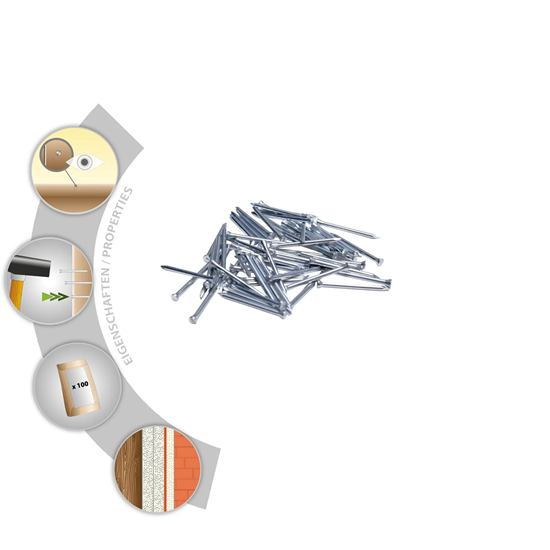 Bild von TOX 63600206 Home Base Sockelleistenstifte blau verzinkt mit tiefem Senkkopf in recycelbarer Papierverpackung, zur Befestigung von Sockelleisten, Lattungen, Holz uvm, 100 Stk, Silber, 1,4 x 50 mm