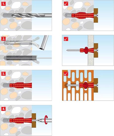 Bild von TOX 6x36 mm Allzweckdübel TRI Schraube, Dübel für zuverlässige Befestigungen in Fast Allen Baustoffen, 6 Stück in Einer wiederverschließbaren und umweltschonenden Papierverpackung, 010601051, Rot