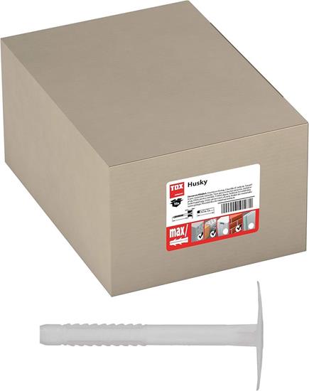 Bild von TOX 8 x 140 mm, witterungsbeständiger Dübel für Dämmstoffplatten, einfache Schlagmontage ohne Wärmebrücken Karton, Dämmstoffdübel Husky, Schlagdübel mit Kunststoffnagel, 50 Stück, 02210246, Weiß