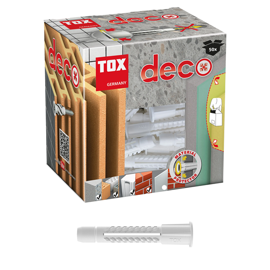 Bild von TOX Allzweckdübel mit Kragen Deco 10/66, für Befestigungen in nahezu allen Baustoffen, 50 Stück, 016100081