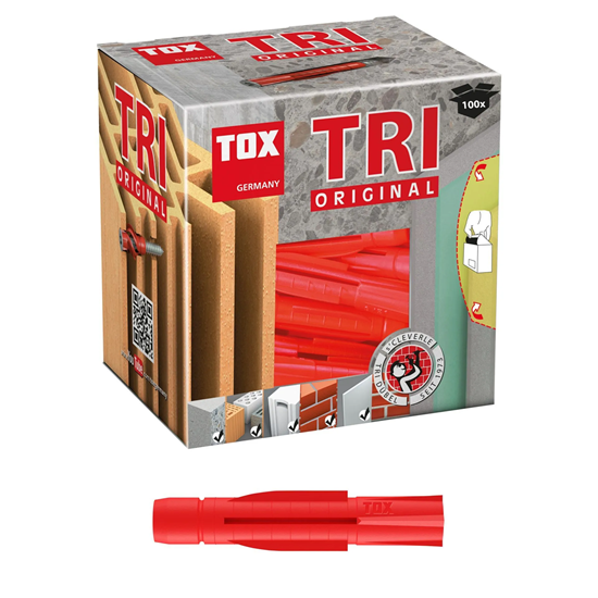 Bild von TOX Allzweckdübel Tri 8 x 51 mm, Dübel für fast alle Baustoffe, 100 Stück, 010100111