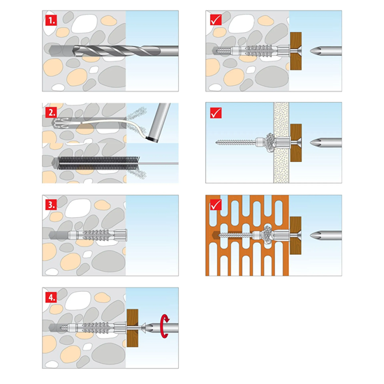 Bild von TOX Allzweckdübel mit Kragen Deco 12/76 in der Runddose, für Befestigungen in nahezu allen Baustoffen, 25 Stück, 016260101