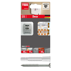 Picture of TOX Allzweckdübel mit Kragen Deco 6/28 + S, Dübel inkl. Schraube mit TX-Antrieb, für Befestigungen in nahezu allen Baustoffen, 10 Stück im Blister, 016701021