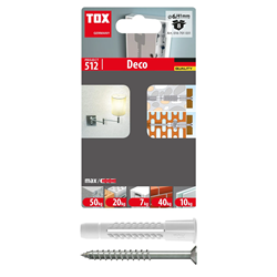 Picture of TOX Allzweckdübel mit Kragen Deco 6/41 + S, Dübel inkl. Schraube, für Befestigungen in nahezu allen Baustoffen, 8 Stück im Blister, 016701031