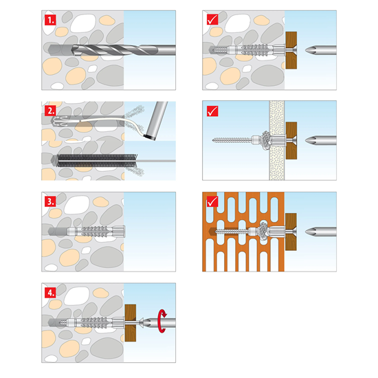 Bild von TOX Allzweckdübel mit Kragen Deco 8/49, für Befestigungen in nahezu allen Baustoffen, 100 Stück, 016100051