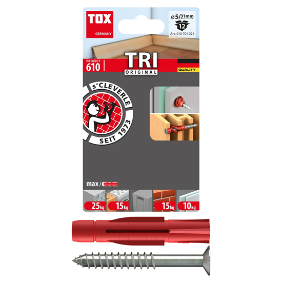 Bild von TOX Allzweckdübel Tri 5x31 mm + Schraube, 12 Stück, 010701021