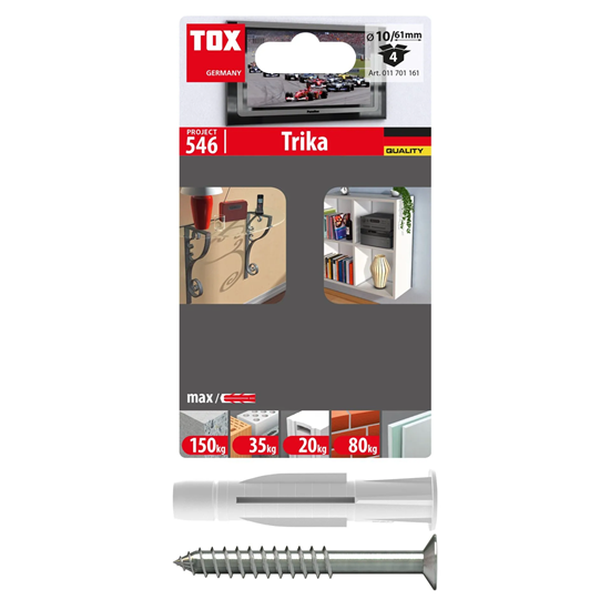 Bild von TOX Allzweckdübel Trika 10x61 mm + Schraube, 4 Stück, 011701161