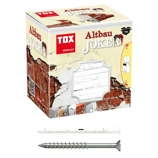 Bild von TOX Allzweck-Spreizdübel Altbaujoker 10 x 90 mm + Schraube, Spezialdübel für den Altbau, sichere Befestigung in bröseligen und porösen Baustoffen, Vorsteckmontage, 10 Stück im Karton, 009101271