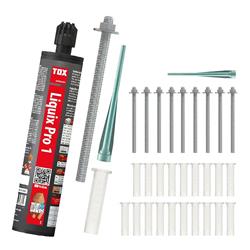 Bild von TOX Set für Chemie-Schwerlast-Befestigungen mit 2x Verbundmörtel Liquix Pro 1 styrolfrei 280 ml, 10x Gewindestange Stix-A4 M12x160, 20x Siebhülse Liquix Sleeve 20x85 mm, 32-tlg., 084909268