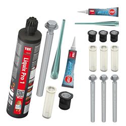 Bild von TOX Schwerlast-Befestigungsset mit 1x Verbundmörtel Liquix Pro 1 (280 ml) und 2x Montagesystem Thermo Proof Plus M16x300 inkl. Zubehör, für Dämmungen, Klinker und Flachdächer, 084909275
