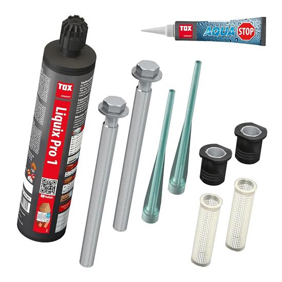 Bild von TOX Schwerlast-Befestigungsset mit 1x Verbundmörtel Liquix Pro 1 (280 ml) und Montagesystem Thermo Proof Plus M16x400 inkl. Zubehör, für Dämmungen, Klinker und Flachdächer, 084909276