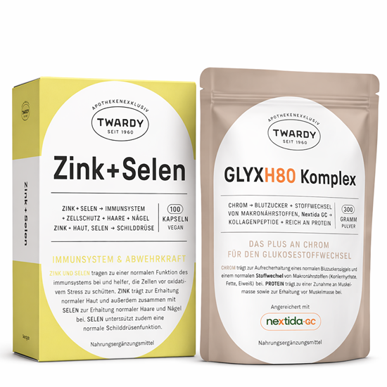 Bild von Astrid Twardy - 1x Zink + Selen vegan 100 Kapseln + 1x GLYX H80 Komplex 300g
