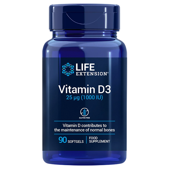 Bild von Life Extension - Vitamin D3 25 mcg (1000 IU) - 90 Softgels
